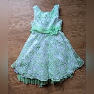 Jona Michelle Light Green Floral Dress, Girls Size 8